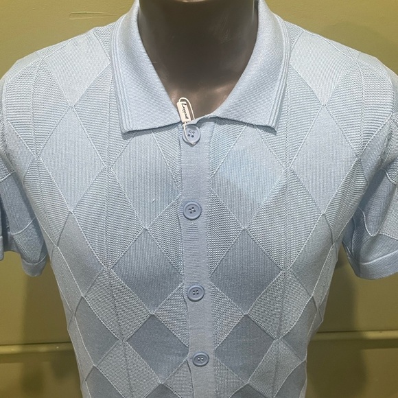 Lavane shirt button front sky blue knitted regular fit - Picture 4 of 4